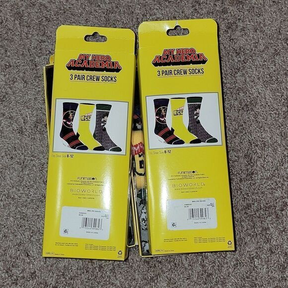 My Hero Academia 3 Pair Pack Crew Socks Bioworld Funimation New - Picture 4 of 5